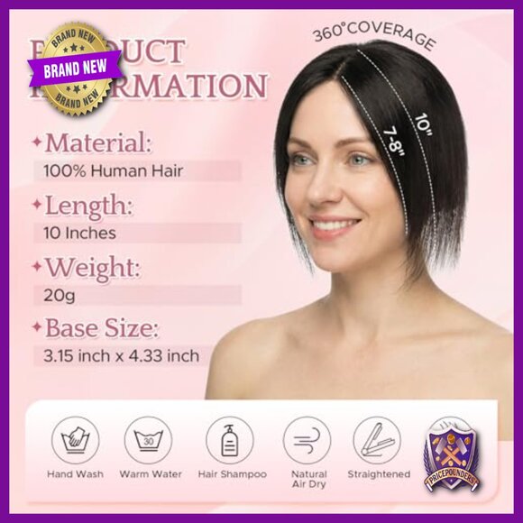Human Hair Topper 8x11cm Clip-In Lace Base for Thinning Hair main image 5